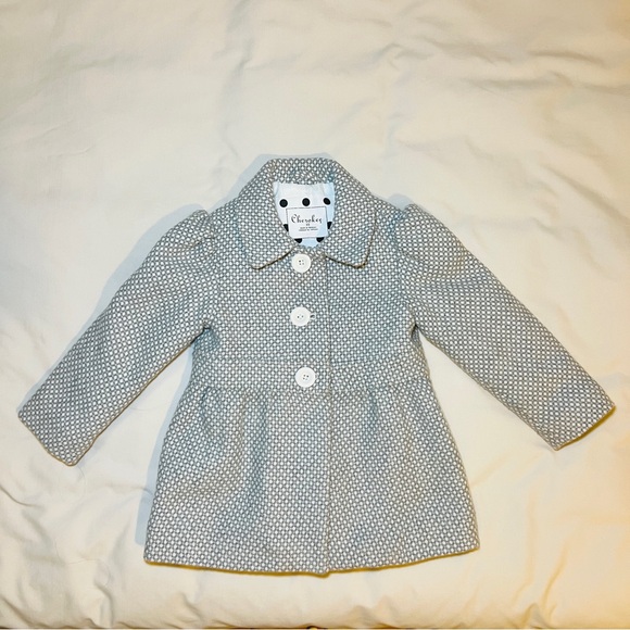 Cherokee Textured Warm Lined Gray and White Peacoat Size 3T - Picture 1 of 13